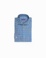 Patrick Hellmann Collection White Shirt With Blue Checks Tartan Plaid thumbnail